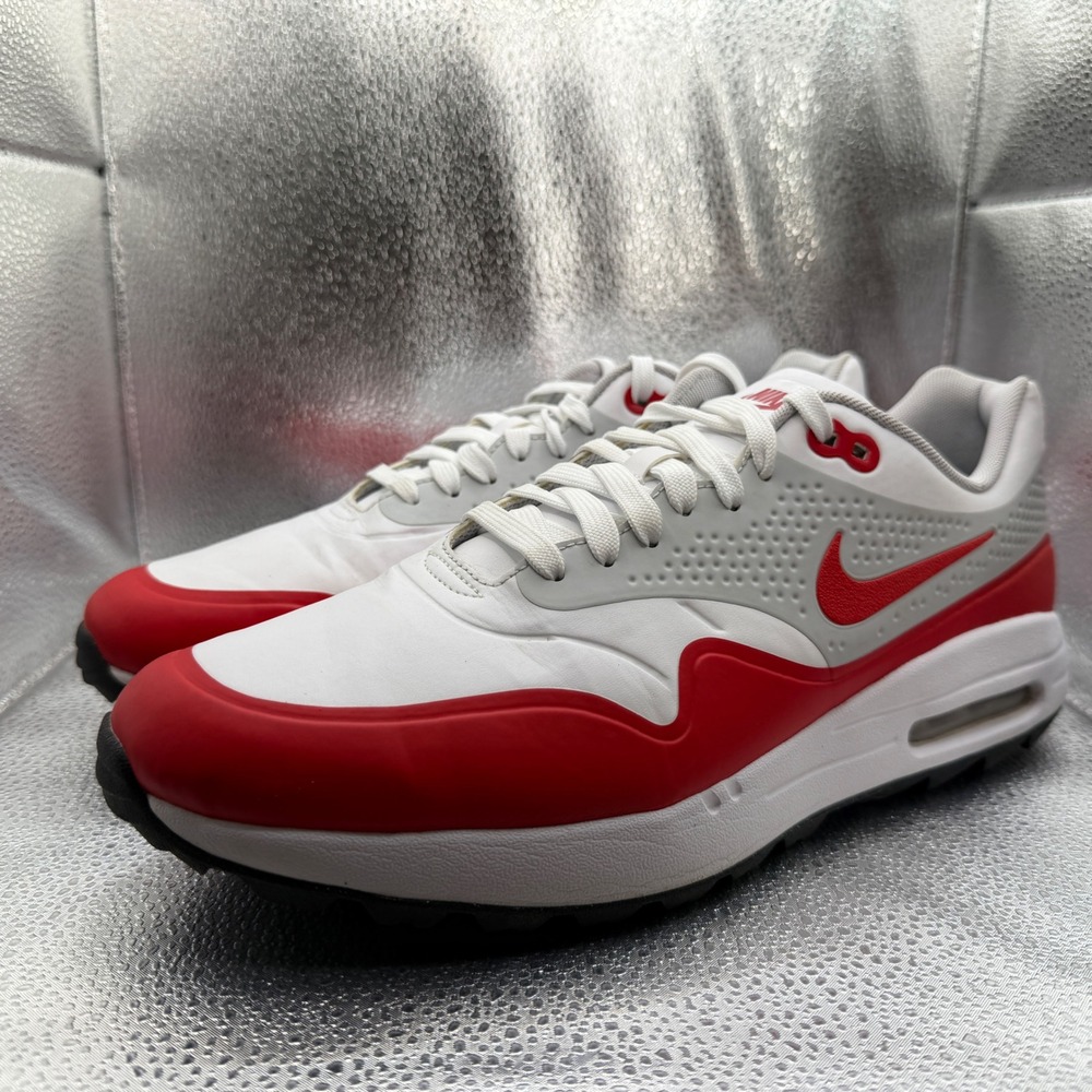 Size 11 Nike Air Max 1 G Golf Shoes Mens White Red Good AQ0863-100 Spikeless